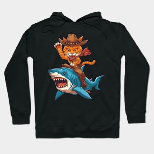 Cat Riding Shark Oceanic Discovery Hoodie